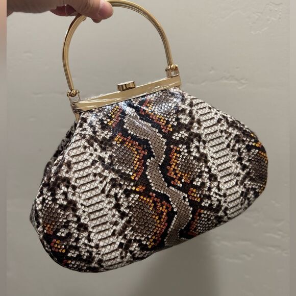 Unique Design! Genuine Cowhide Snake Skin Embossed Top Handle Bag/Crossbody - Picture 4 of 13